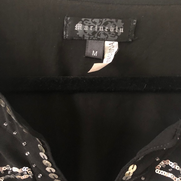 MARINEBLU FLOWING SEQUINS BLACK TOP - Picture 10 of 10